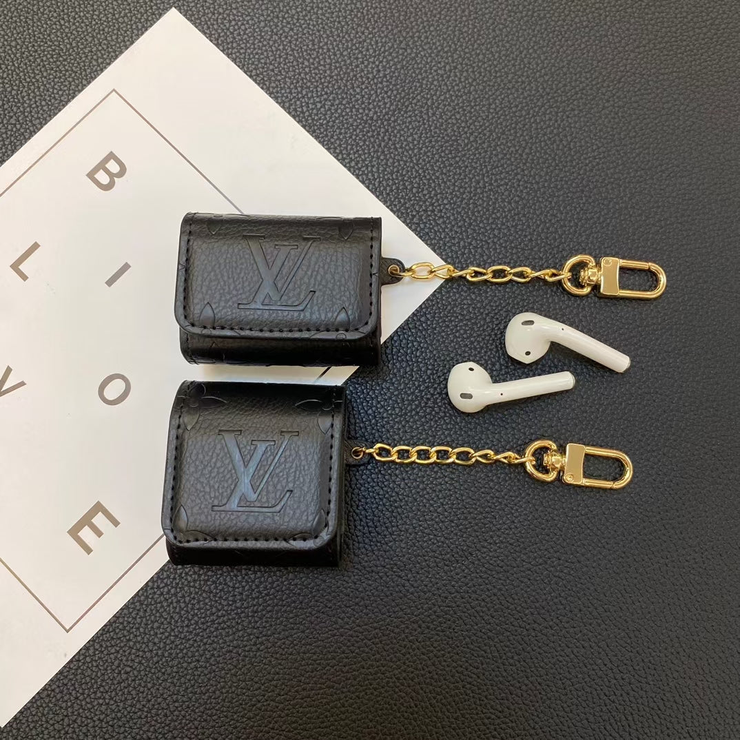 حالة AirPods Monogram الفاخرة LV - تصميم سلسلة أنيقة بألوان متعددة