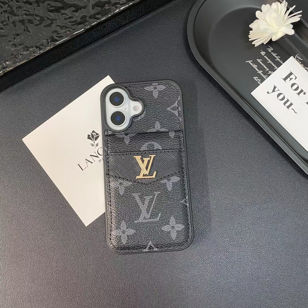 카드 소지자가있는 LV & GG 럭셔리 모노그램 iPhone 케이스