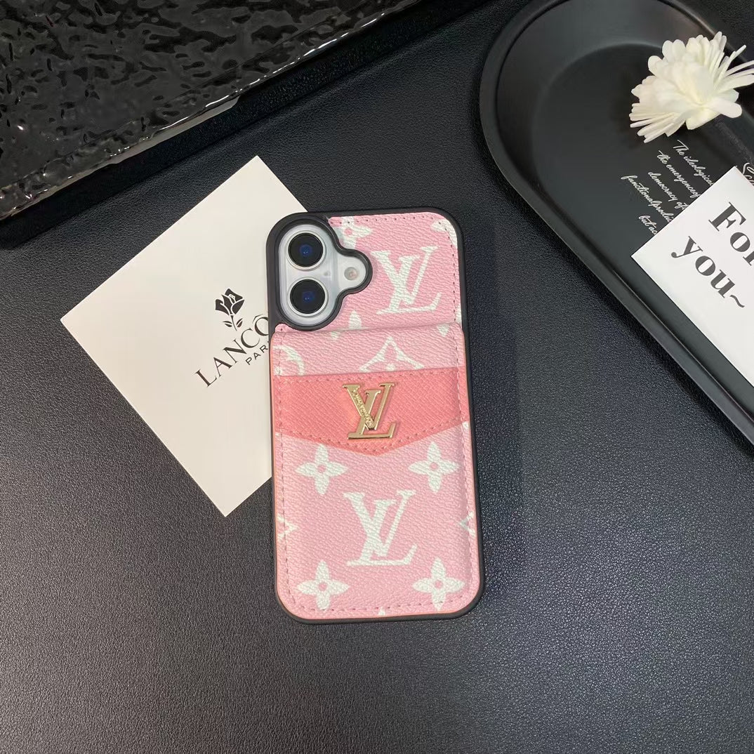 카드 소지자가있는 LV & GG 럭셔리 모노그램 iPhone 케이스