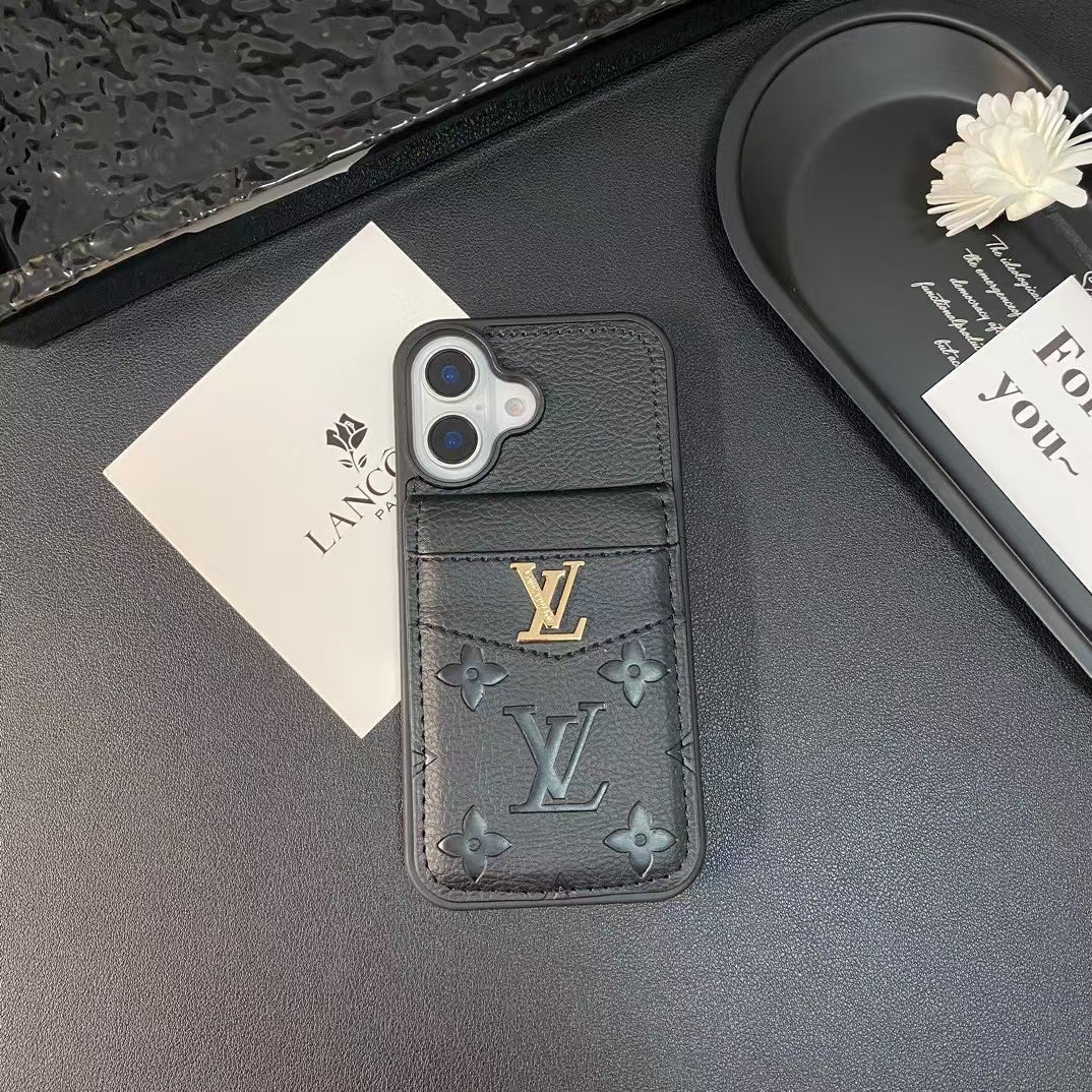 카드 소지자가있는 LV & GG 럭셔리 모노그램 iPhone 케이스