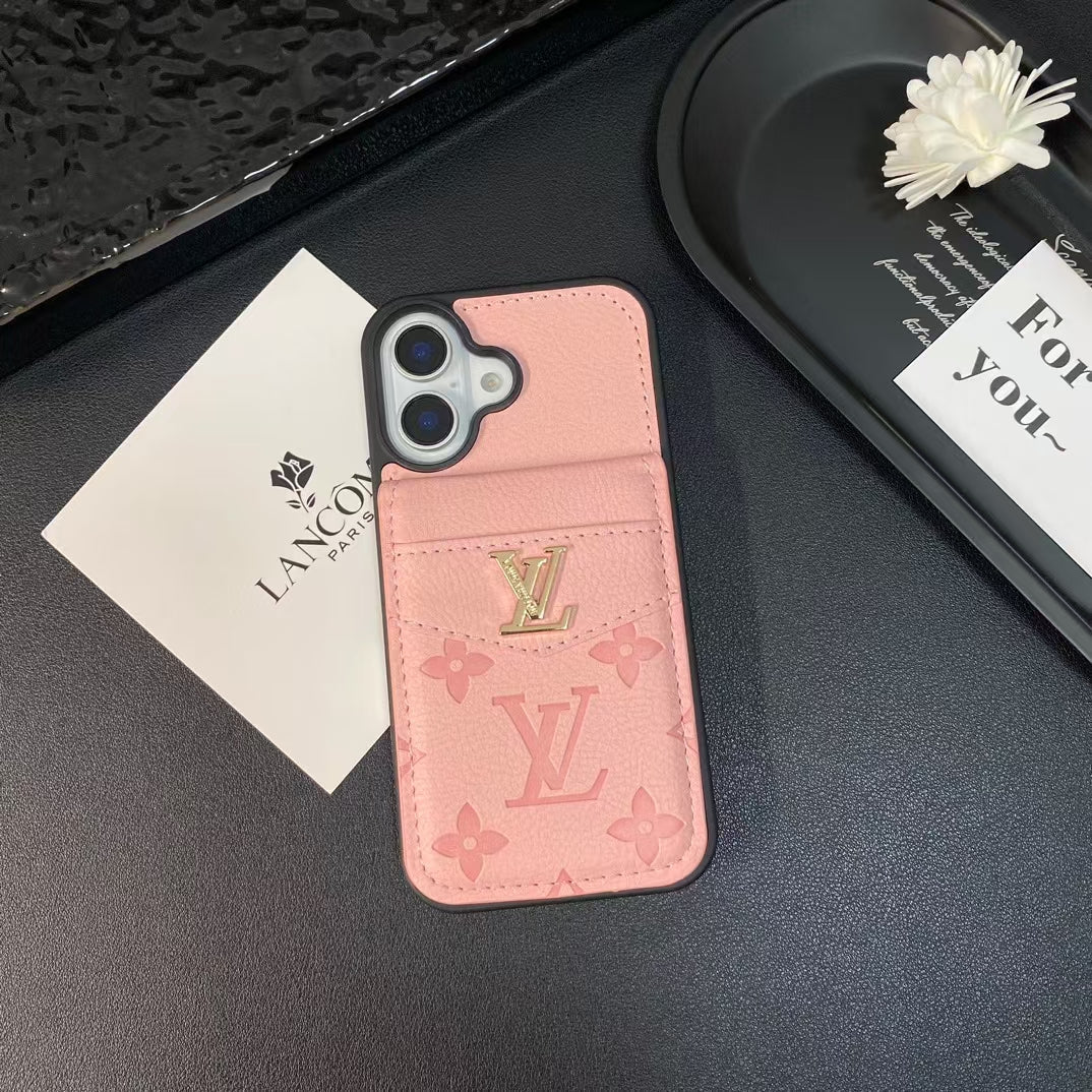 카드 소지자가있는 LV & GG 럭셔리 모노그램 iPhone 케이스