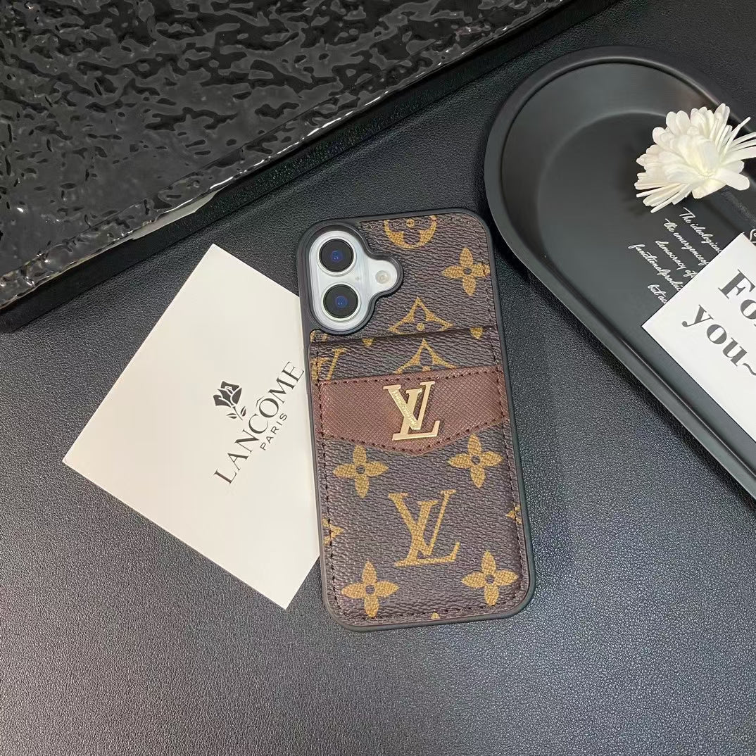 카드 소지자가있는 LV & GG 럭셔리 모노그램 iPhone 케이스