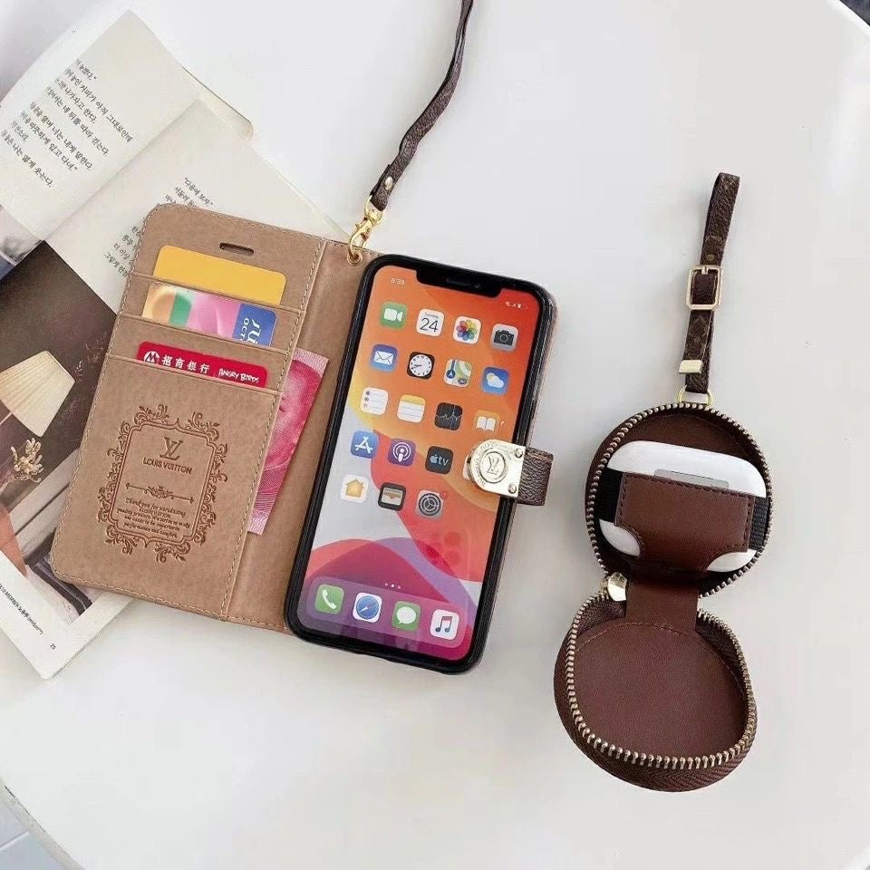 고급 GG LV BUR iPhone 및 Card Holder와 AirPods 케이스